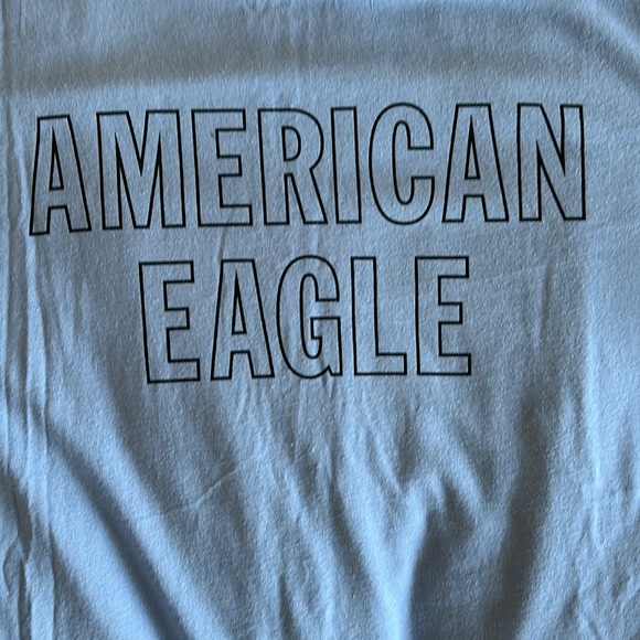 American Eagle T-Shirt with Text Medium Blue - Picture 3 of 5